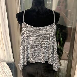 Small black white heathered strappy loose fitting soft tank top racerback shirt​